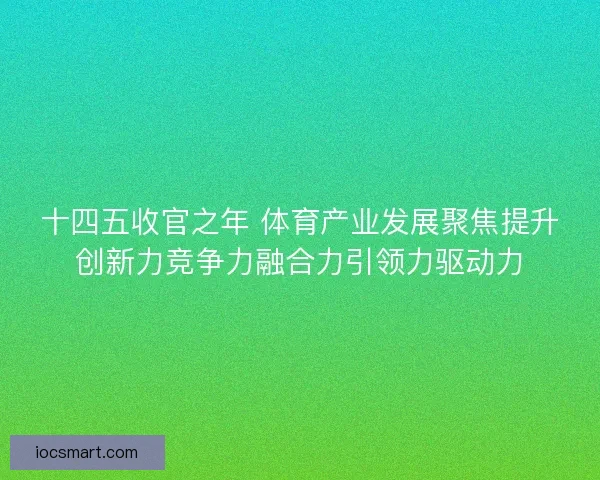 十四五收官之年 体育产业发展聚焦提升创新力竞争力融合力引领力驱动力